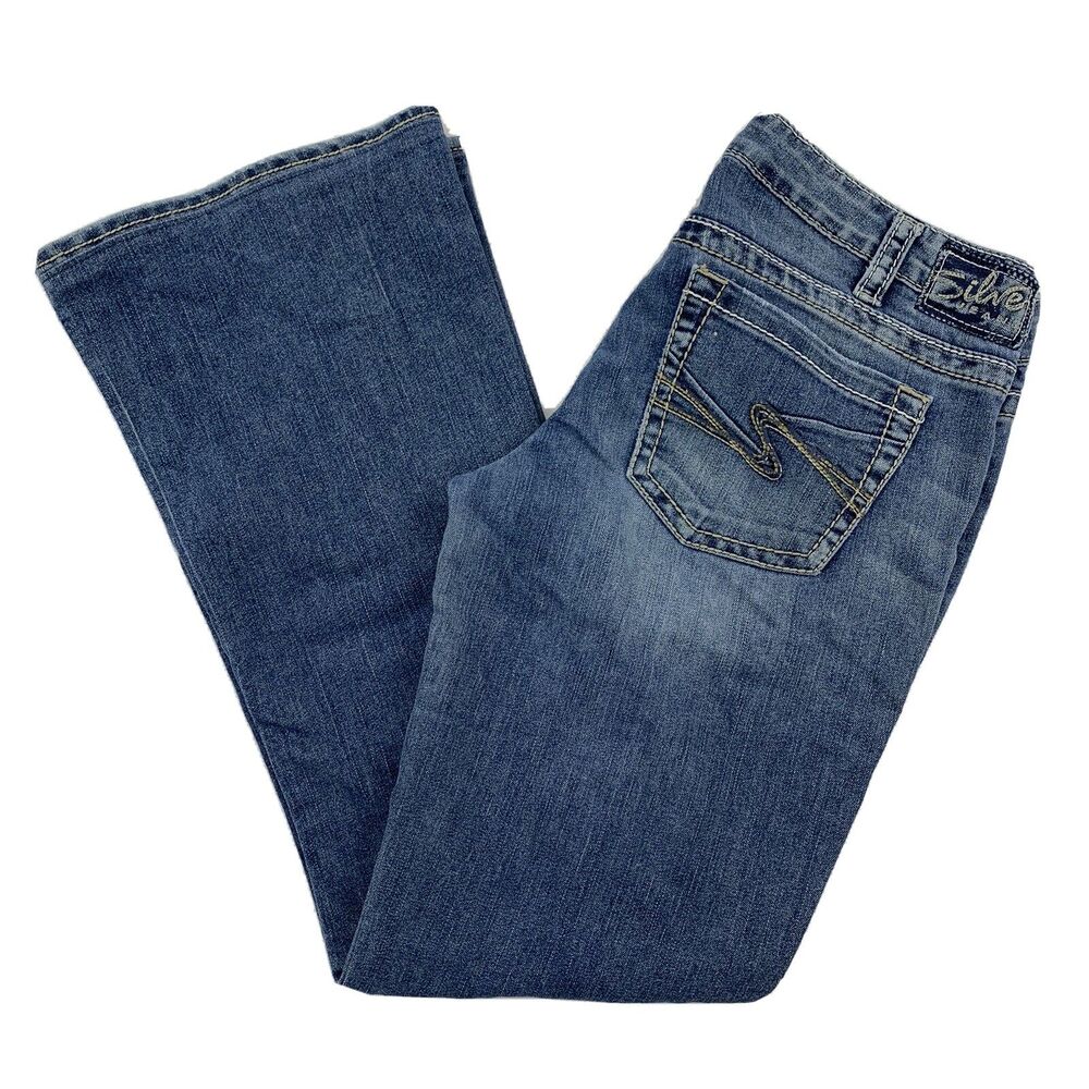 Silver Jeans Aiko Womens Bootcut 5 Pocket Thick Stitch Denim Blue Jeans 30x29.5